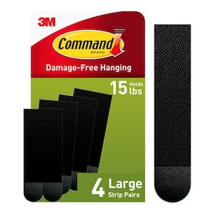 Large Picture Hanging Strips, Black, Damage Free Hanging, 4 Pairs