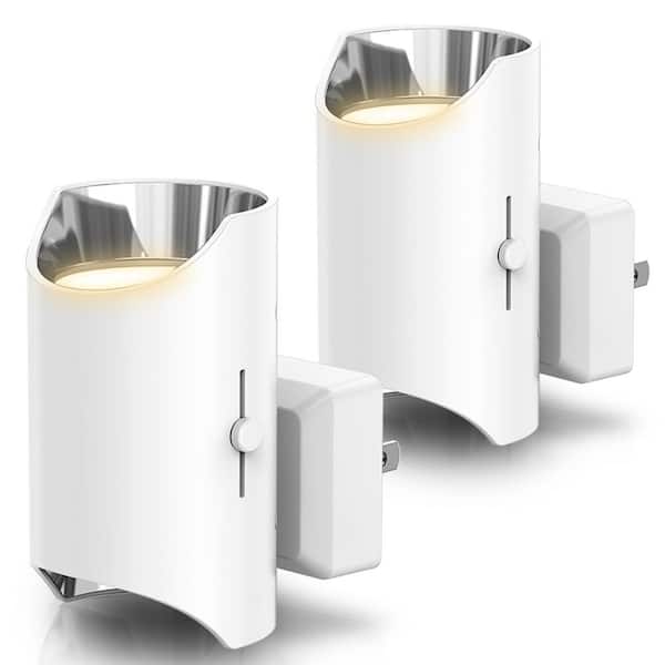 White Dimmable LED Night Lights Plug into Wall-3000K Soft White with Dusk to Dawn Sensor for Bedroom and Hallway(2-Pack)