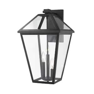 Talbot Black Outdoor Hardwired Lantern Wall Sconce with No Bulbs Included