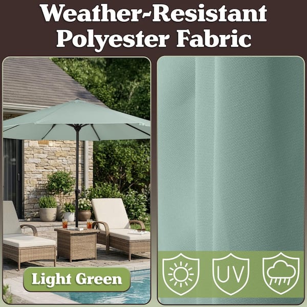 dusty green patio umbrella 3-Tier w/ Tilt Adjustment, Crank so you can relax in the shade during hot summer days Pure Garden Dusty Green Half