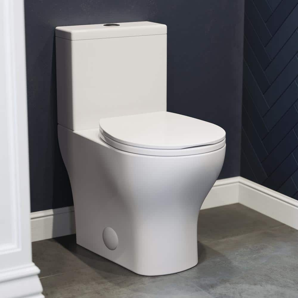 Glossy White Round Two-Piece Dual Flush Toilet