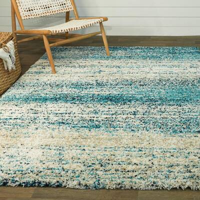Eastleigh Teal 8 ft. x 10 ft. Abstract Shag Area Rug