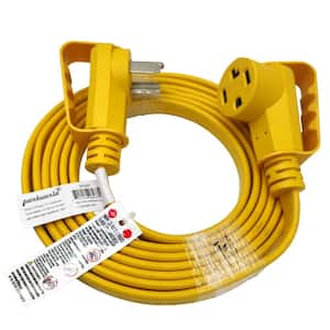 15 ft. 10/4 Indoor/Outdoor 30 Amp 4-Prong NEMA 14-30 Flat Dryer Extension Cord with Handle (14-30P to 14-30R), Yellow