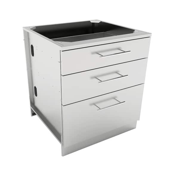 Sunstone Designer Series 304 Stainless Steel 30 In X 34 5 In X 28 25 In 3 Drawer Base Cabinet Sbc30std The Home Depot