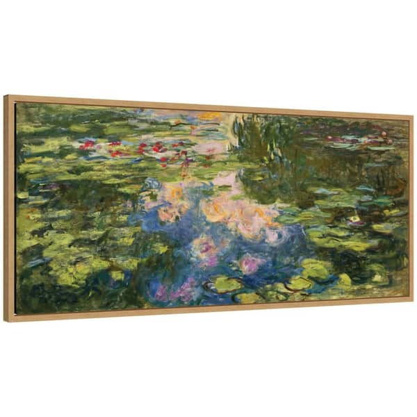 Sylvie "Water Lily Pond Claude Monet" by Nostalgia Prints Landscape Framed Canvas Art Print 18 in. x 40 in.