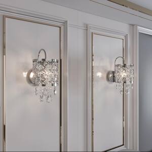 Indianapolis 1 - Light Chrome Wall Lamp Sconce with Crystal Pendant (Set of 2)