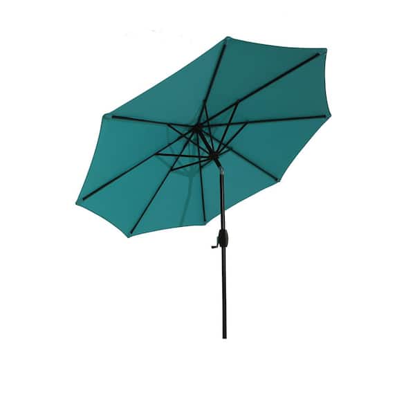 Wateday 9 ft. Aluminum Market Outdoor Patio Umbrella in Light Blue