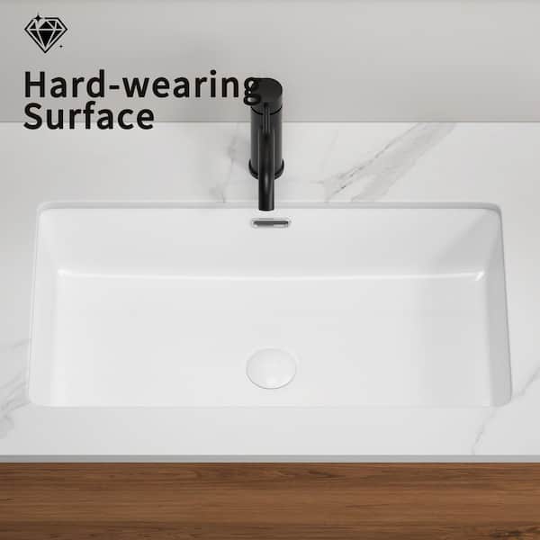 cadeninc 27.56 in. x 15.75 in. White Ceramic Rectangular Single