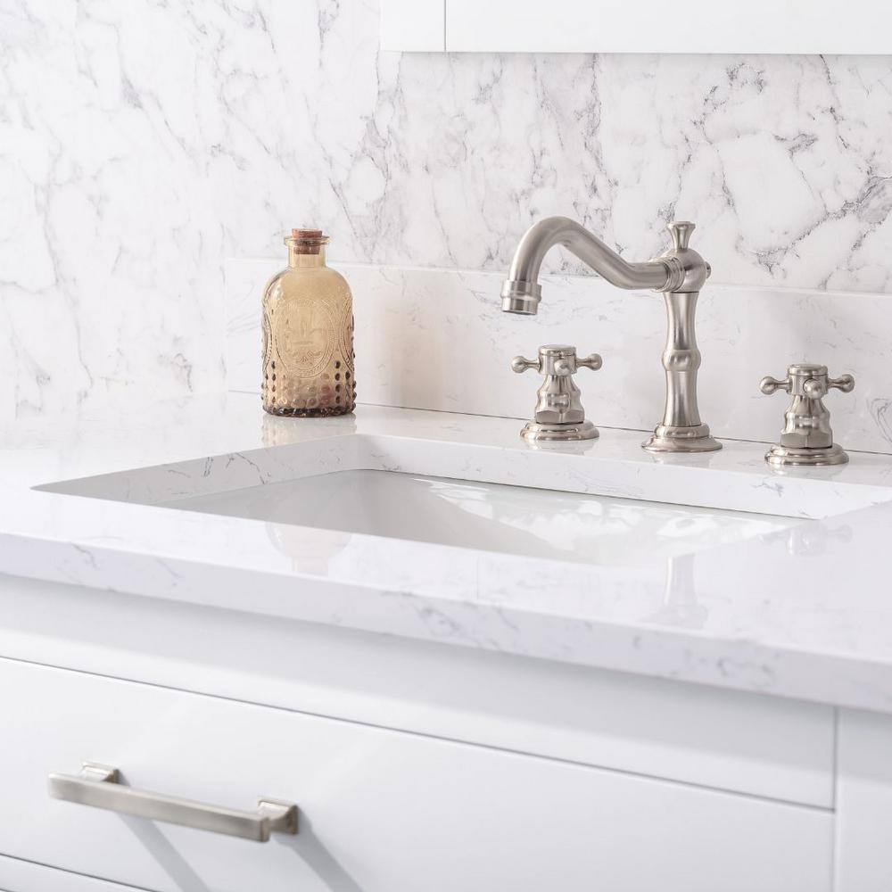 Jasper 36" White Freestanding Vanity with Carrara Stone Top
