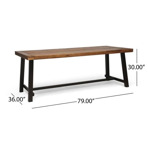 Teak Rectangle Wood Outdoor Dining Table DT-6553905-T - The Home Depot