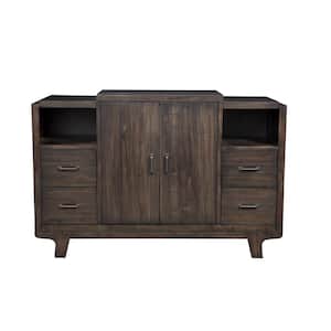 Olejo Chocolate Wood 54 in. W Sideboard with Solid Wood, Drawers