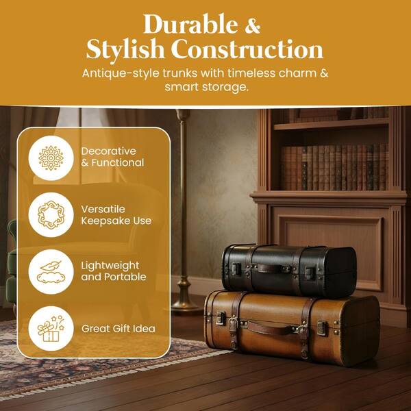 Vintiquewise 2-Colored Vintage Style Luggage Suitcase/Trunk, Set 