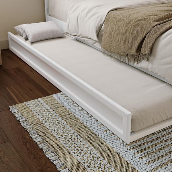 AFI White Mid-Century Modern Solid Wood Frame Twin XL Trundle Bed