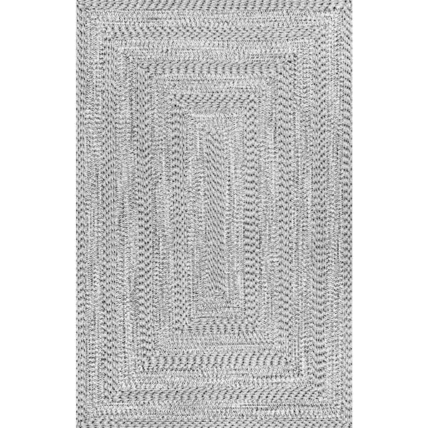 nuLOOM Rowan Braided Texture Gray 6 ft. x 9 ft. Indoor/Outdoor Patio Area Rug