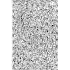 Rowan Braided Texture Gray 7 ft. 6 in. x 9 ft. 6 in. Indoor/Outdoor Patio Area Rug