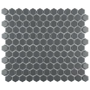 Take Home Tile Sample - Metro 1 in. Hex Matte Grey 6 in. x 6 in. Porcelain Mosaic