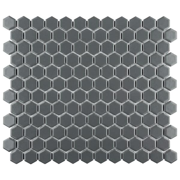 Merola Tile Metro 1 in. Hex Matte Grey 6 in. x 6 in. Porcelain Mosaic Take Home Tile Sample