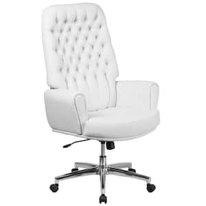 Faux Leather Swivel Office Chair in White