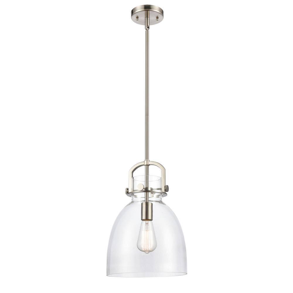Newton Bell 1-Light Brushed Satin Nickel Clear Shaded Pendant Light with Clear Glass Shade price history on PriceWatchPro