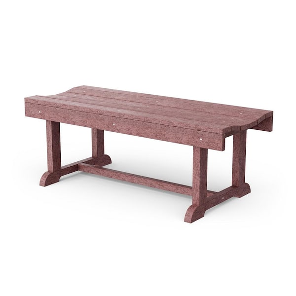 Wildridge Heritage 42 in. Cherrywood HDPE Plastic Outdoor Patio Backless Bench