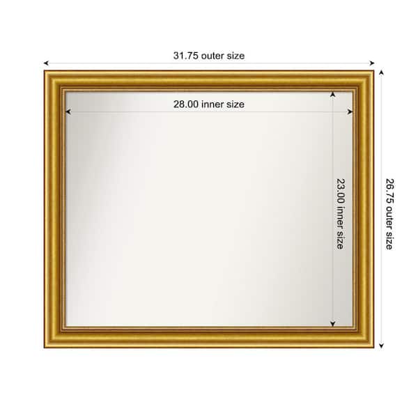 Amanti Art Townhouse Gold 31.75 in. x 26.75 in. Custom Non-Beveled Wood Framed Batthroom Vanity Wall Mirror