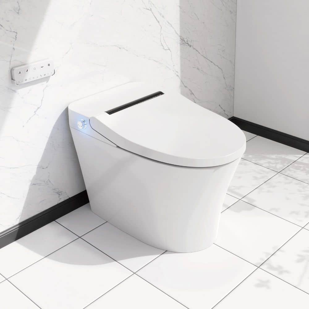 Elongated Luxury Smart Bidet Toilet with Heated Seat Flush 1.27 GPF in Whit