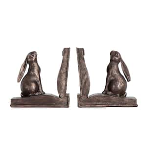 Decorative Rustic Bronze Rabbit Bookends