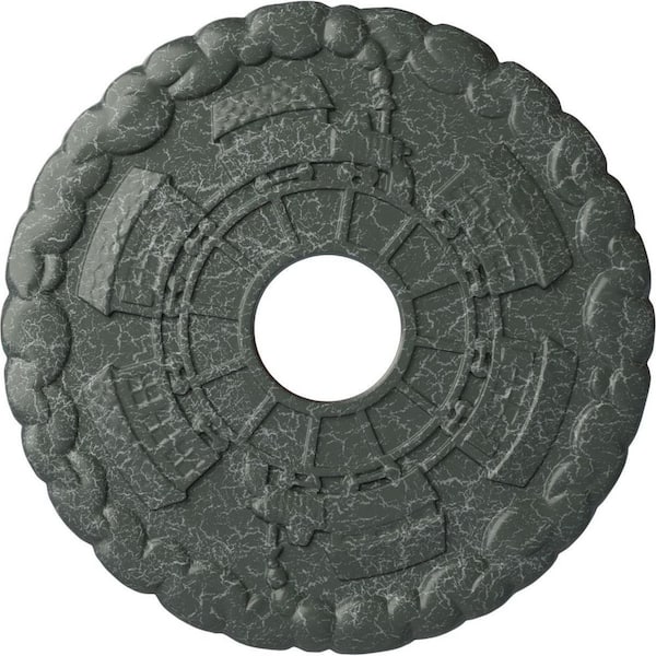 Ekena Millwork 1" x 18-1/2" x 18-1/2" Polyurethane Kendall Train Station Ceiling Medallion, Athenian Green Crackle