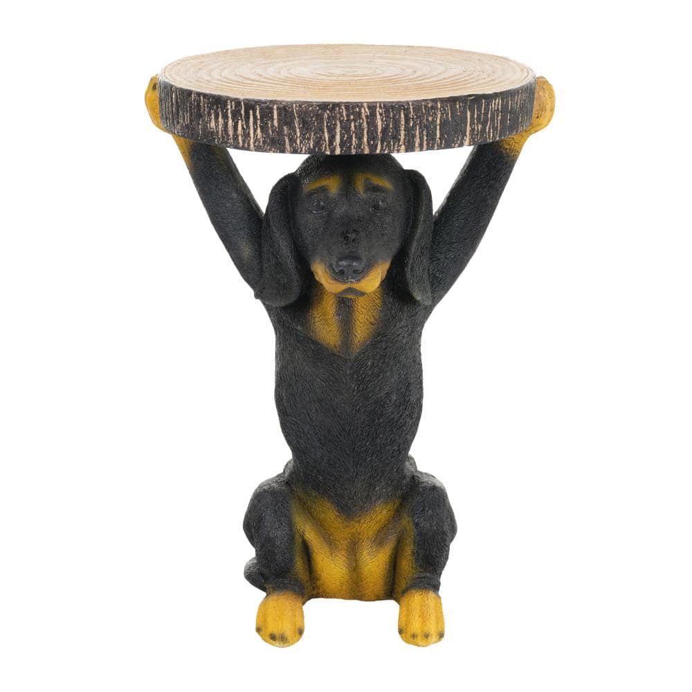 22 in. H Black MGO Dog Sculpture Outdoor Side Table with Faux Wood-Grain Top price history on PriceWatchPro