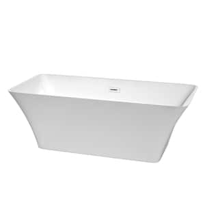 Tiffany 67 in. Acrylic Flatbottom Bathtub in White with Shiny White Trim