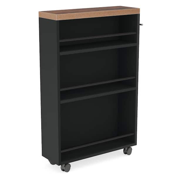 Tribesigns Scott Black Storage Cart with Rolling Wheels and Handle for Kitchen, Dinning Room