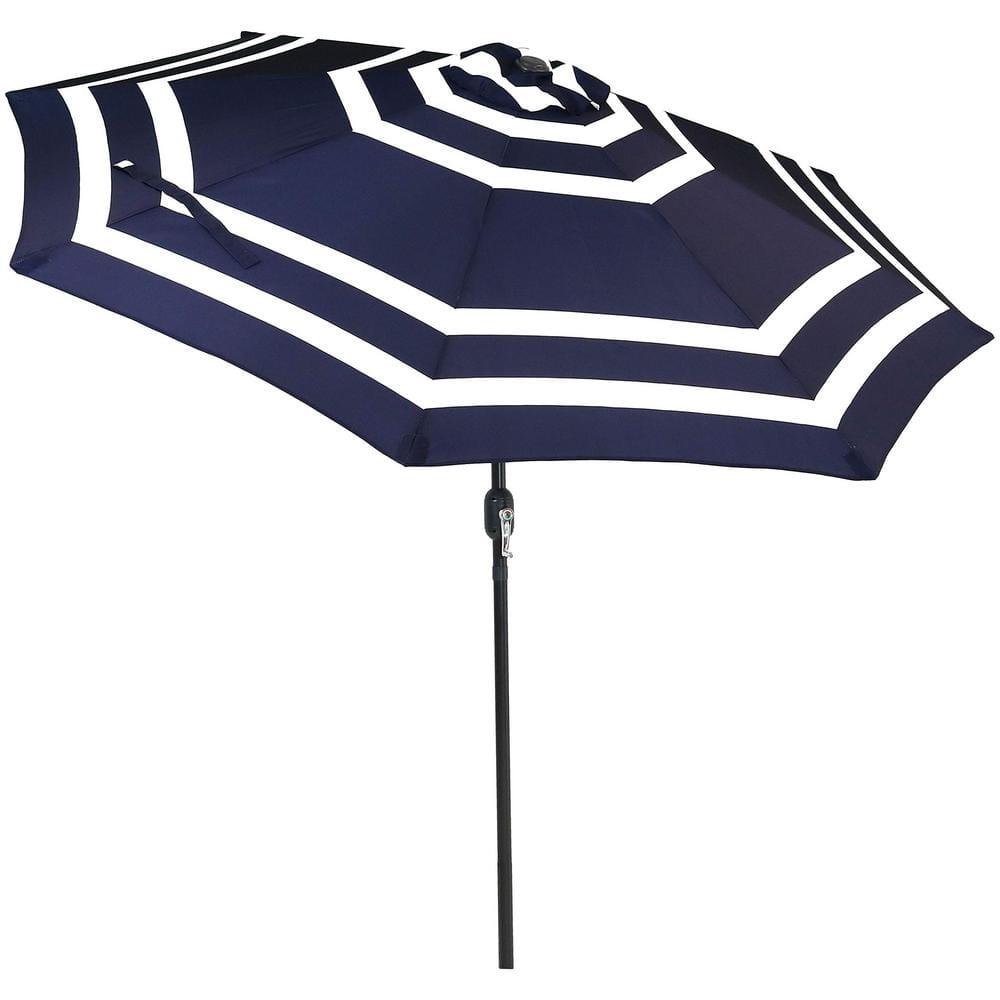 9 ft. Aluminum Pole Market Push Button Tilt Patio Umbrella in Navy Blue Str