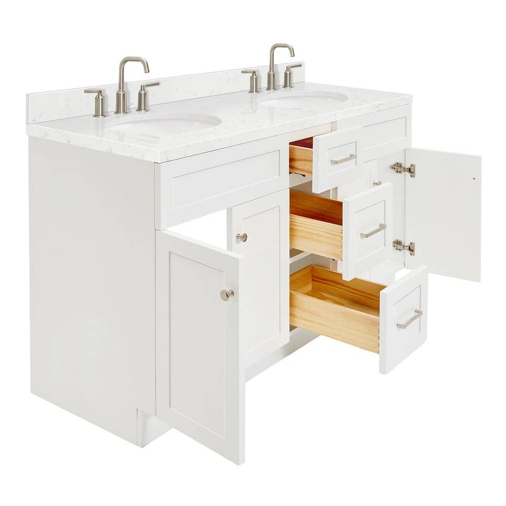 Hamlet 60" White Freestanding Double Basin Vanity with Quartz Top