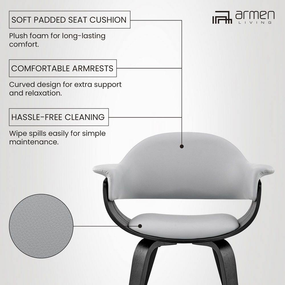Contemporary Gray Faux Leather Arm Chair with Black Wood Frame