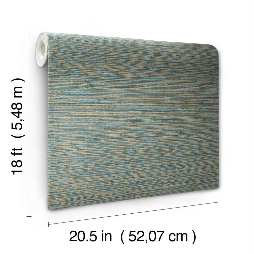 Teal Dimensional Grasscloth Peel and Stick Wallpaper