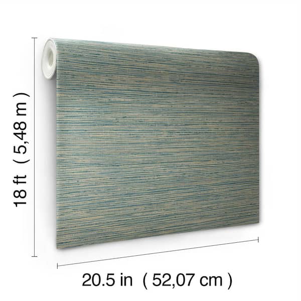 Unbranded Teal Dimensional Grasscloth Peel and Stick Wallpaper