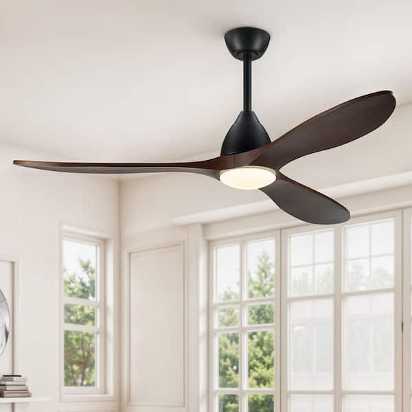 60 in. Smart Indoor Matte Black Standard Ceiling Fan with Dimmable Integrated LED and Remote Included
