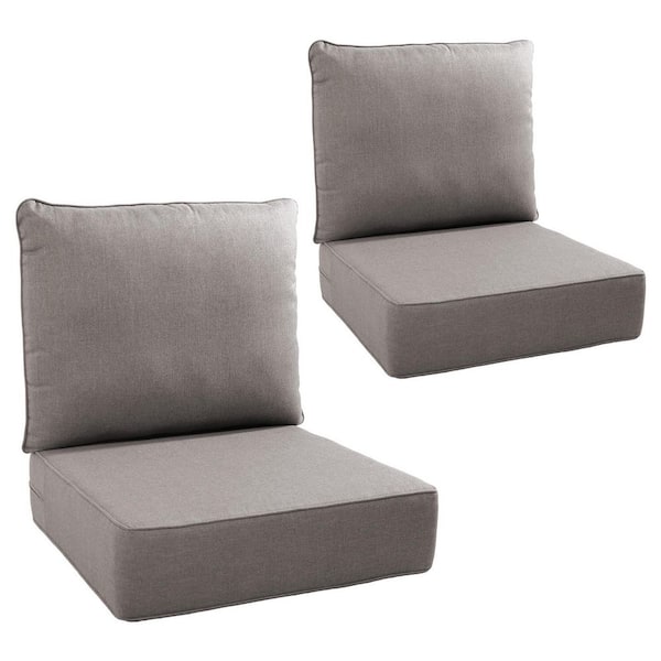 22 in. W x 24 in. D x 6 in. Thick Square 4-Piece Deep Seating Outdoor Lounge Chair Gray Cushion