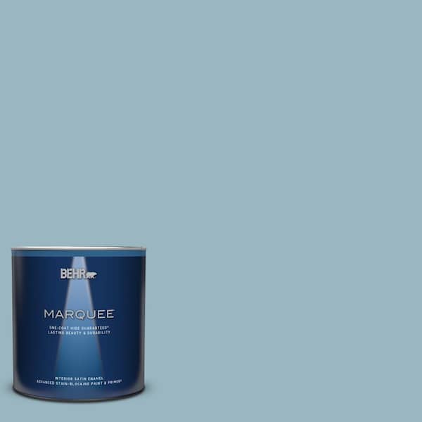 BEHR MARQUEE 1 qt. #S470-3 Peaceful Blue One-Coat Hide Satin Enamel Interior Paint & Primer