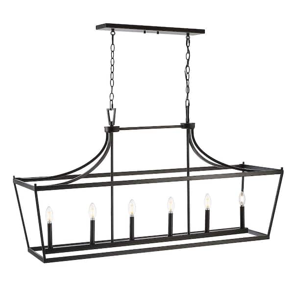 SAFAVIEH Aroris 4-Watt 6-Light Black Pendant Light with Metal Shade