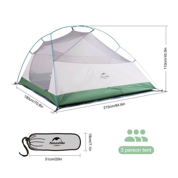 3-Person Easy Up Camping Sport Dome Tent in Green