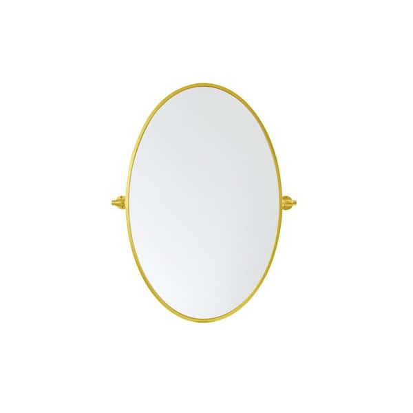 Unbranded Timeless Home 21 in. W x 32 in. H Aluminum Gold Pivot Mirror