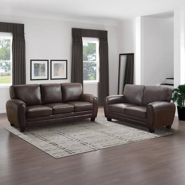 Lazzara Viggo 85 in. W Round Arm Faux Leather Rectangle 2