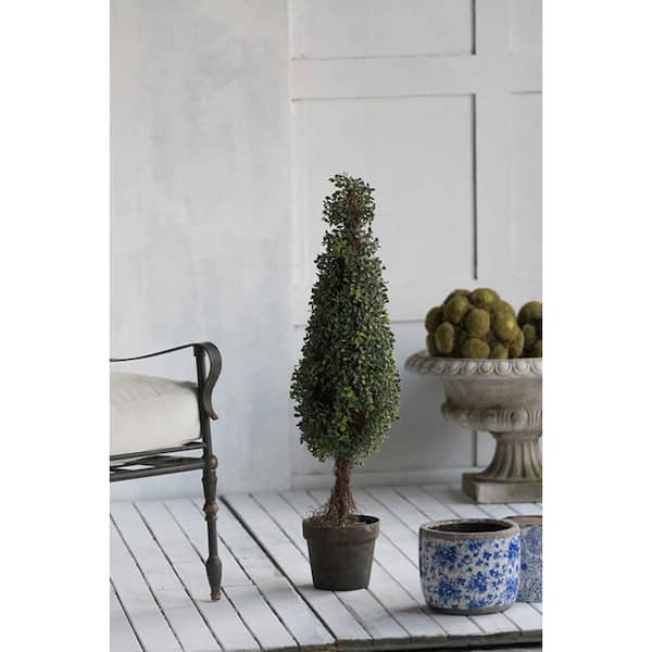 A & B Home Boxwood Green Artificial Tree Topiaries
