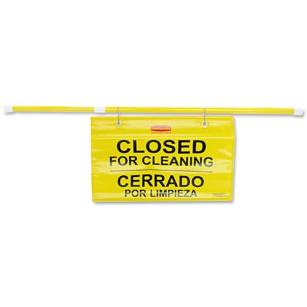 Rubbermaid Commercial Products Site Safety Hanging Sign with Multi-Lingual Closed for Cleaning Imprint