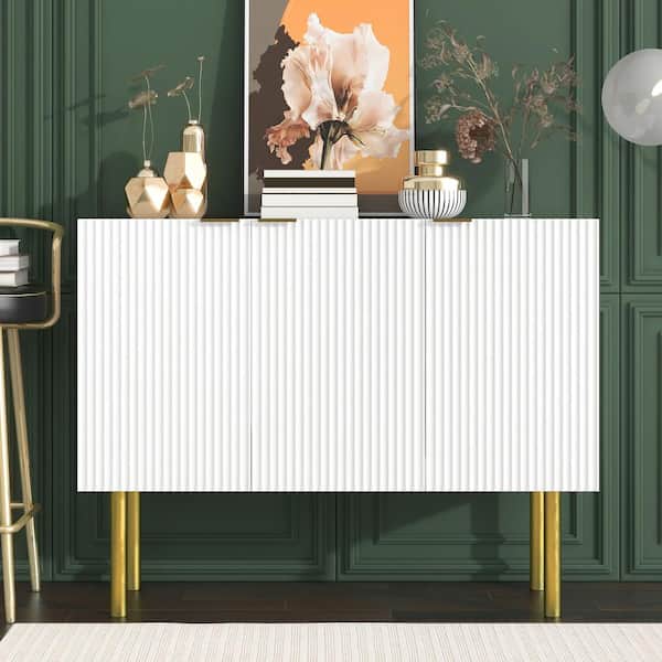 Boosicavelly White Particle Board and MDF 47.20 in. Sideboard with Adjustable Shelves