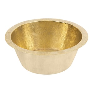 Terra Firma 9 Gauge Brass 14 in. x 5 in. Round Undermount Bar Sink in Polished Brass w/2 in. Drain Size