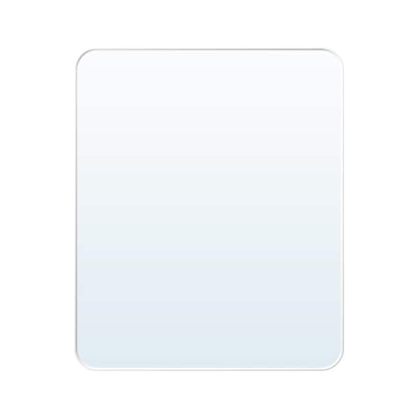 30 in. W x 36 in. H Rectangular Aluminium Framed Wall Mount Bathroom Vanity Mirror in White