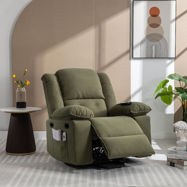 Merax Green Corduroy Fabric Power Lift Massage Recliner Chair with