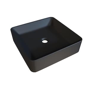 Square Bathroom Ceramic Vessel Sink Art Basin in Black